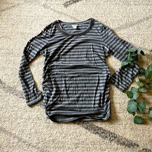 Grey Striped Maternity Top